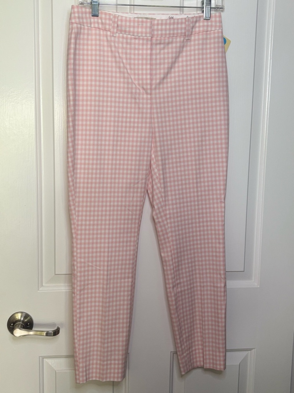 NWT VIA MASINI Women’s Pink Gingham Stretch Pants -Italian 40